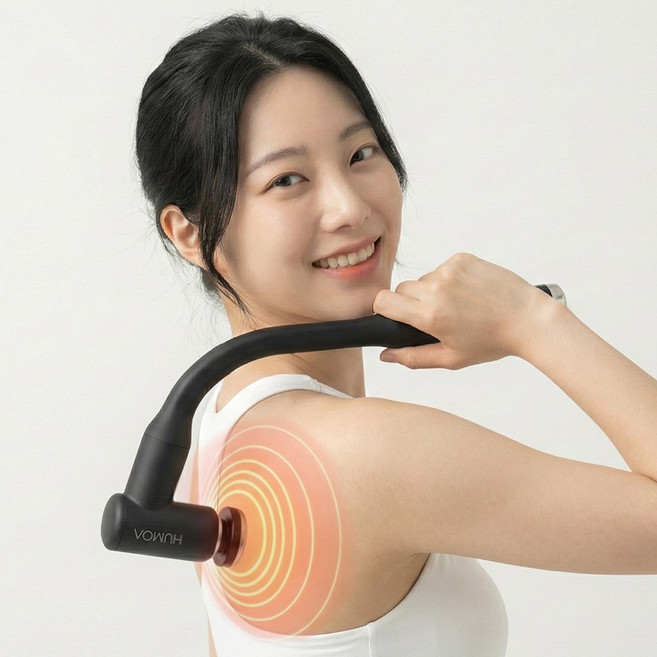 휴모아 온열 커브 진동 마사지건 (온열 헤드 / 고성능 파워DC 모터 탑재) HMA-CG01, 블랙