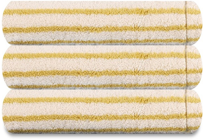 송월 호텔컬렉션 스트라이프솔리드44 선염 220g 호텔수건, 3개, 베이지