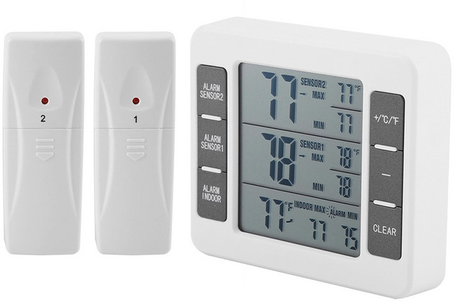 냉장고 온도계 냉동고 무선 디지털 냉동실 경보기 센서 파파모미, 센서 2개, 1개