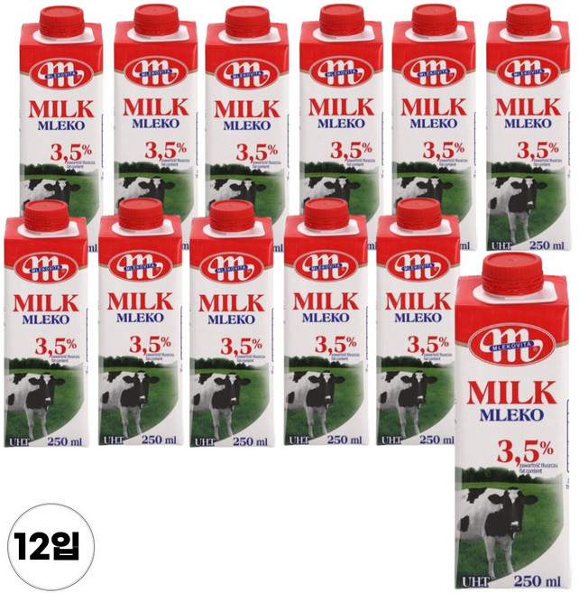 믈레코비타 3.5% 멸균우유, 250ml, 12개
