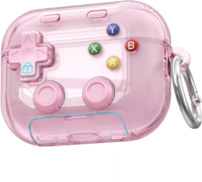 투에이비 오토락 게임기 에어팟 호환 분실방지 투명 거치대 TPU 케이스, 1개, 핑크, 에어팟 프로/프로2