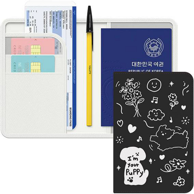 저스트포유 드로잉 해킹방지 여권 케이스 안티스키밍 RFID차단