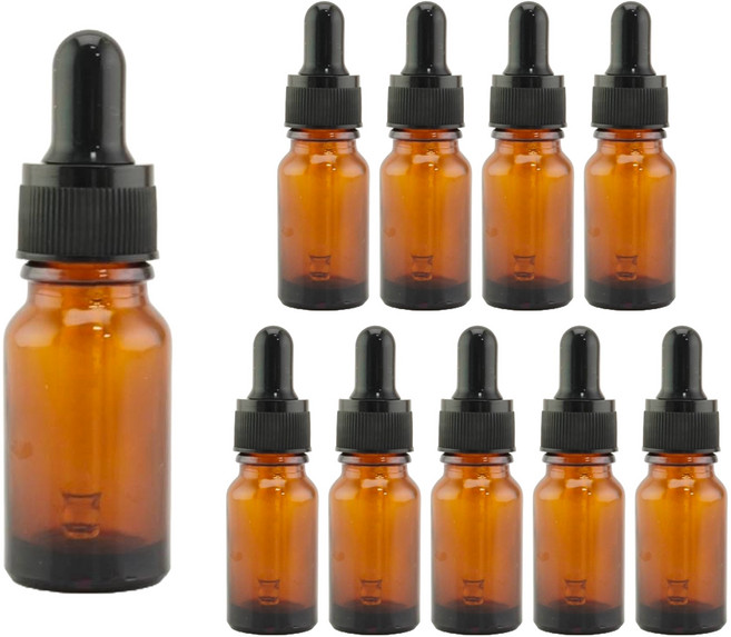 玻璃滴管瓶 10ml 一般蓋, 10個, 茶色
