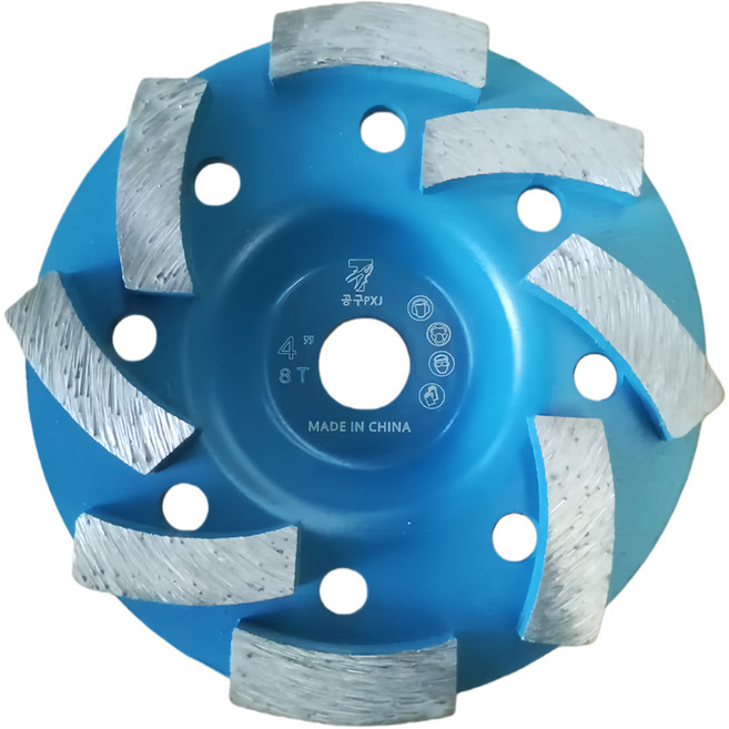 공구PXJ 4인치 다이아몬드컵 평컵 연마석 그라인더날 대리석 석재 콘크리트 연마 연삭 면갈이 평탄작업, 1개
