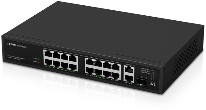 ipTIME POE1603Q 16포트 PoE 지원 스위칭 허브 기가비트 업링크 지원, 1개