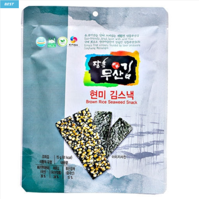 장흥무산김 아몬드 김스낵, 15g, 5개