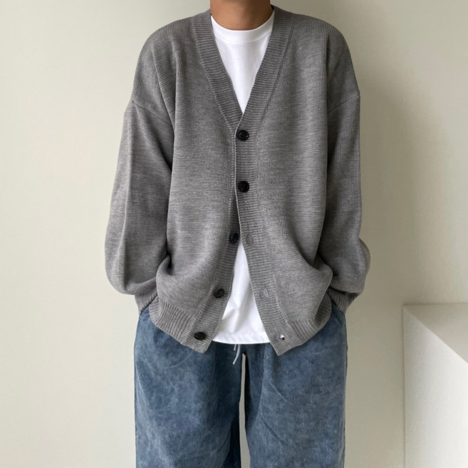 르위 고중량 가오리핏 가디건 빅사이즈 니트 간절기 긴팔 오버핏 아우터 남녀공용