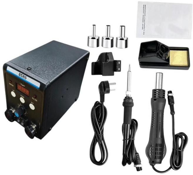 GHSHOP SMD IC PCB용 열기 재작업 스테이션 및 납땜 인두 키트 고전력 760W, 검은색, 1개