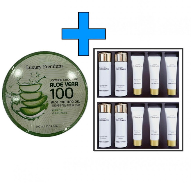 럭셔리 프리미엄 알로에베라 100 수딩젤 300ml+수려한 효비담 발효 5종 기프트 2세트