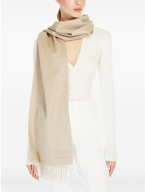 막스마라 로고 자수 프린지 스카프