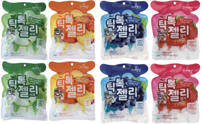 틱톡젤리 사과맛2봉+복숭아맛2봉+포도맛2봉+딸기맛2봉 세트, 1세트