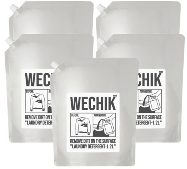 위칙 파워 효소 액체 세탁세제 리필, 1.2L, 5개