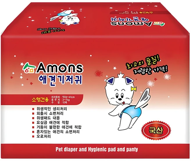 아몬스 암컷용 애견 기저귀, 소형, 10개입, 1개 - 쿠팡