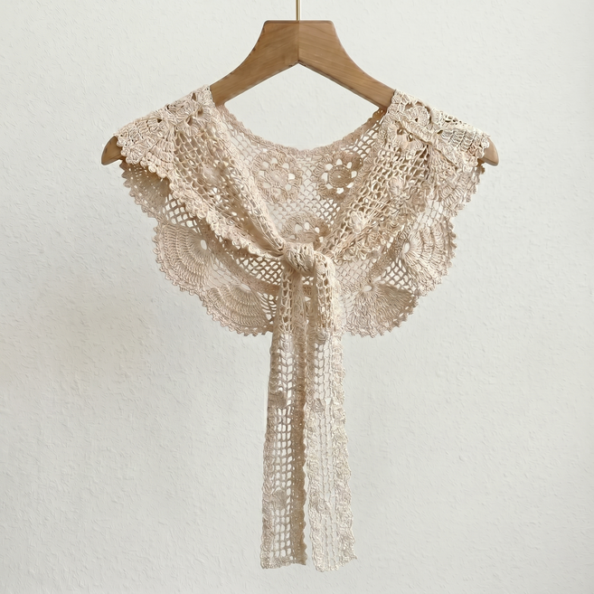 플라워 포인트 라운드 넥케이프 여성 원피스 포인트 카라