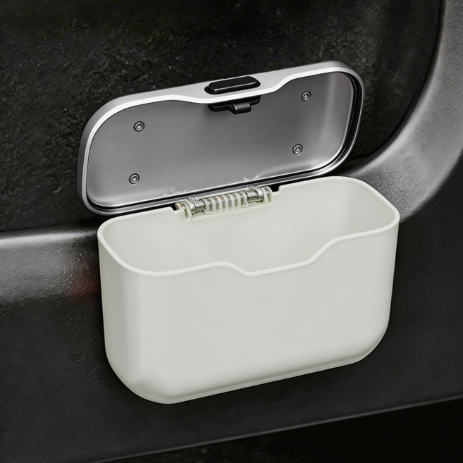 오이키 차량용 쓰레기통 자동차 수납 겸용 미니 휴지통 + 통투 30매 포함, 1개, 아이보리