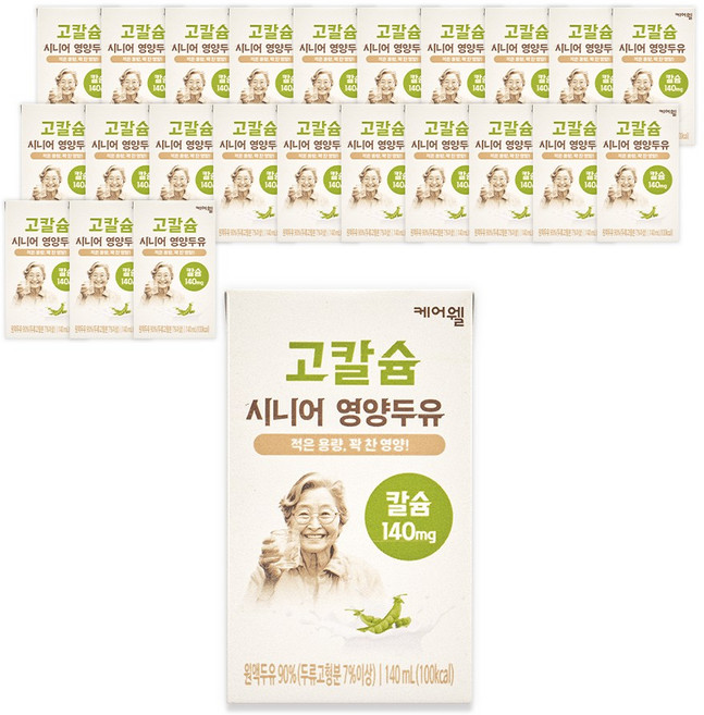 케어웰 고칼슘 시니어 영양두유, 140ml, 24개