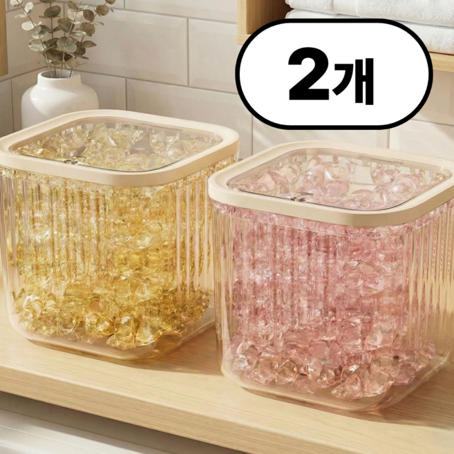 리니코 깔끔정리 원터치 고급투명 캡슐세제 보관함 대형, 2개, 사각