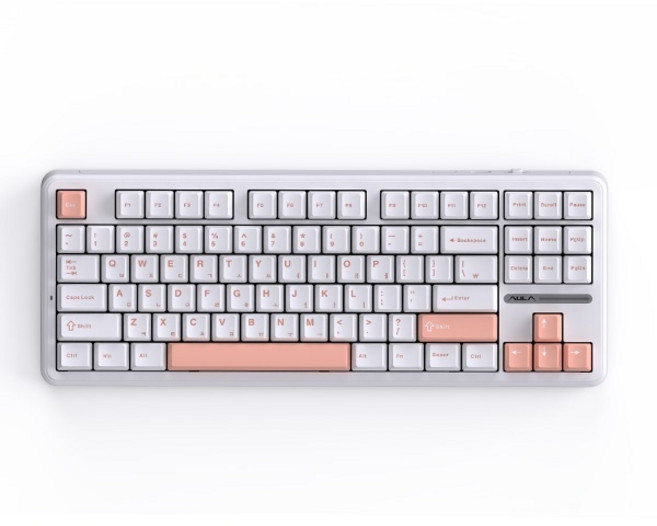 (AULA) 유선 기계식 키보드 F87 Pro 독거미 한글 (텐키리스) 라이트 올리비아/KTT 저소음바다축, 라이트올리비아