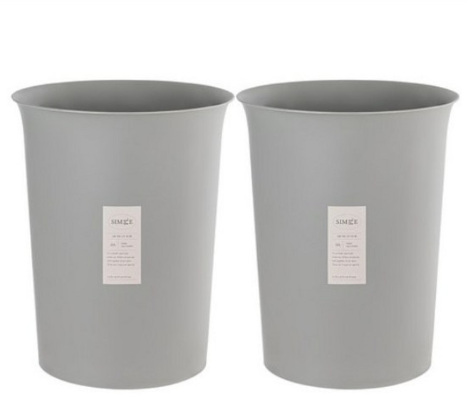 창신리빙 심플 원형 오픈 휴지통 20L x 2p, 그레이