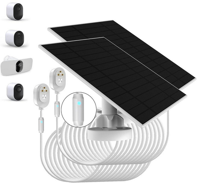 2팩 업그레이드 충전 경고 호흡 조명 포함. Arlo Ultra Ultra2/2XL Pro3/4/4X/5 GO2 투광 조명 카메라와 호환되는 6w 태양열 패널 쉬운, 2팩 업그레이드, 충전 경고 호흡 조명 포함. Arlo