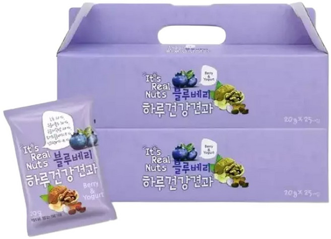 리얼넛츠하루건강견과 블루베리 요거트 2박스20g 25봉 / 총 50봉, 2박스