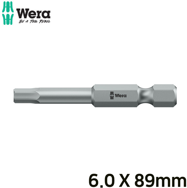 WERA 베라 6.0x89mm 육각 비트 840/4/Z Hex-Plus 05059633001, 1개