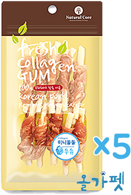 네츄럴코어 후레쉬 콜라겐돌돌 9p 강아지간식 + 치즈춥스, 5개, 45L, 우유