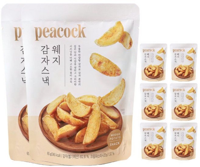 피코크 웨지감자 스낵 크림파스타 시즈닝 감자과자, 8개, 65g