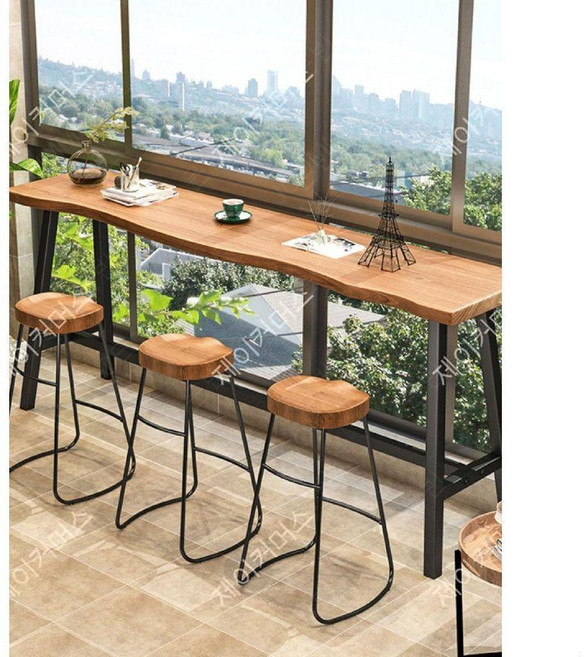 책상 벽 원목 긴 폭좁고 카페 홈바 아일랜드식탁 테이블 바테이블 창가, C