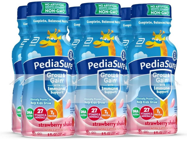 페디아슈어 PediaSure 그로우게인 딸기맛 영양음료 8fl oz(약 237ml) x 6병, 237ml