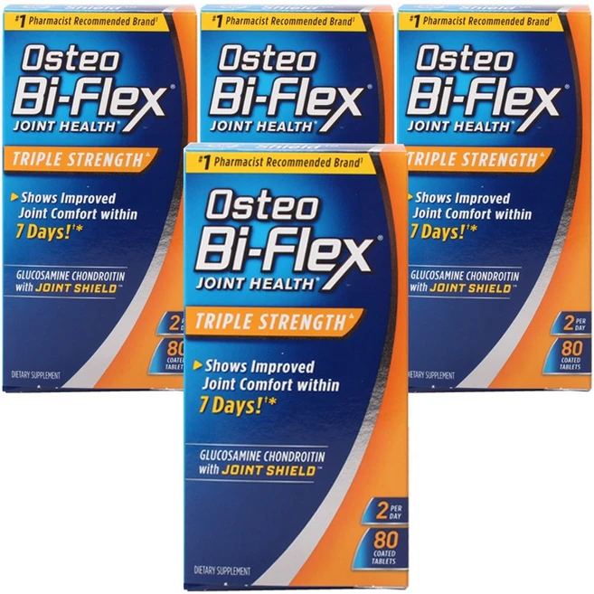 오스테오바이플렉스 조인트 헬스 트리플 스트랭스 코티드 타블렛, 80정, 4개 - 쿠팡