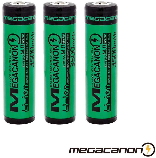 메가캐논 18650 INR18650-MJ1 보호회로 MEGACANON 3500mAh, 3개
