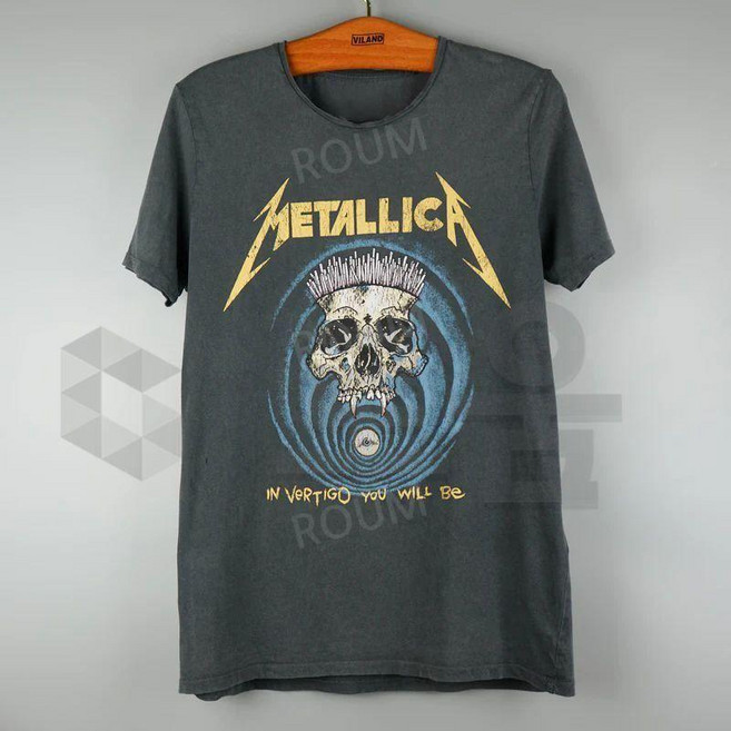 메탈리카 Metallica 킹 오브 메탈 봄 여름 티셔츠 유니섹스 순면 프린트 반팔티