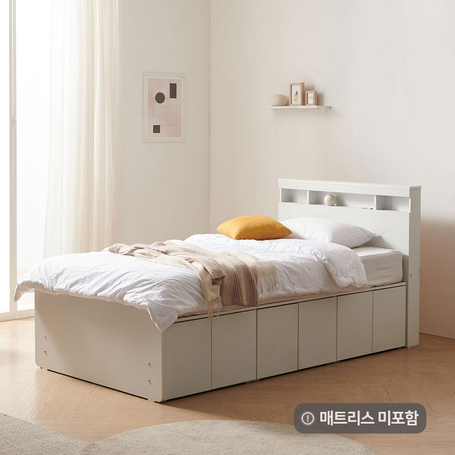 퍼즐 LED+USB형 침대 SS (도어우측1+서랍2)+본넬 매트리스, 그레이화이트