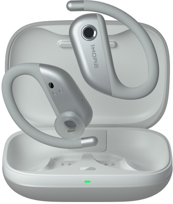 1MORE 귀에거는 오픈형 이어폰 블루투스 5.3 초경량 무선이어폰 IPX7 방수, 실버