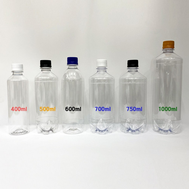 [보틀스] 400 500 600 700 750ml 미리 1리터 슬림 페트병 플라스틱병 공병 PET병 빈페트병 페트공병 국산, 1L, 일자형, 빨강 캡, 1개