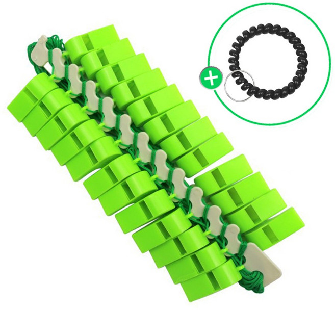 (칼라 호루라기 2호 24P+스프링키고리1P) 호로라기 플라스틱 휘슬 호각 피리 경보음, 24개, 5) 그린