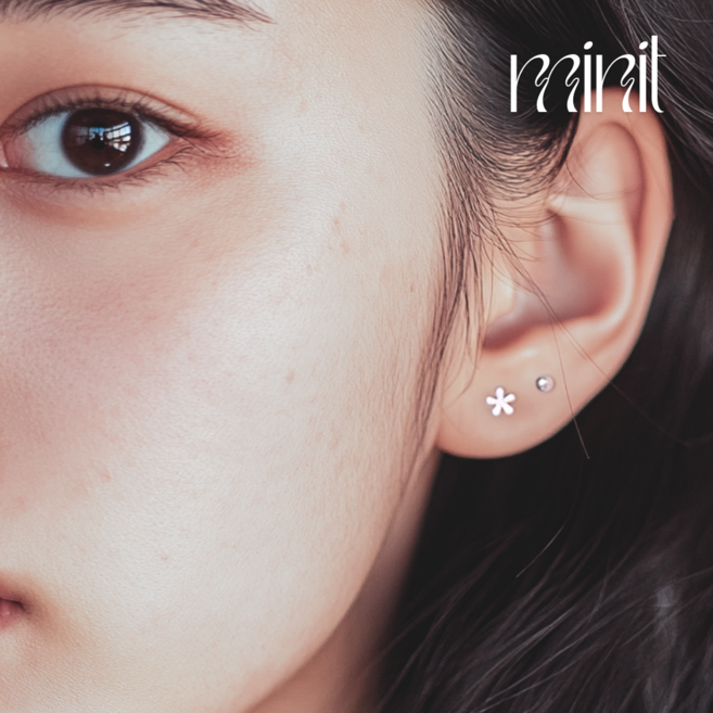 미닛 실버925 초미니 데이지 꽃 볼 귀걸이