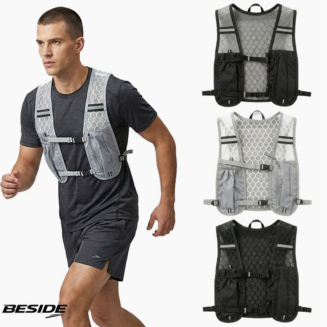 [1+1] 비사이드 초경량 등산 하이킹 아웃도어 러닝 트레일 조끼 베스트 (3 COLORS)