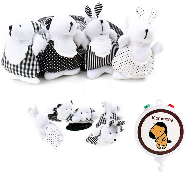 마리꼬베베 아가사랑 흑백 컬러 아기 모빌, (흑백)곰돌이와토끼