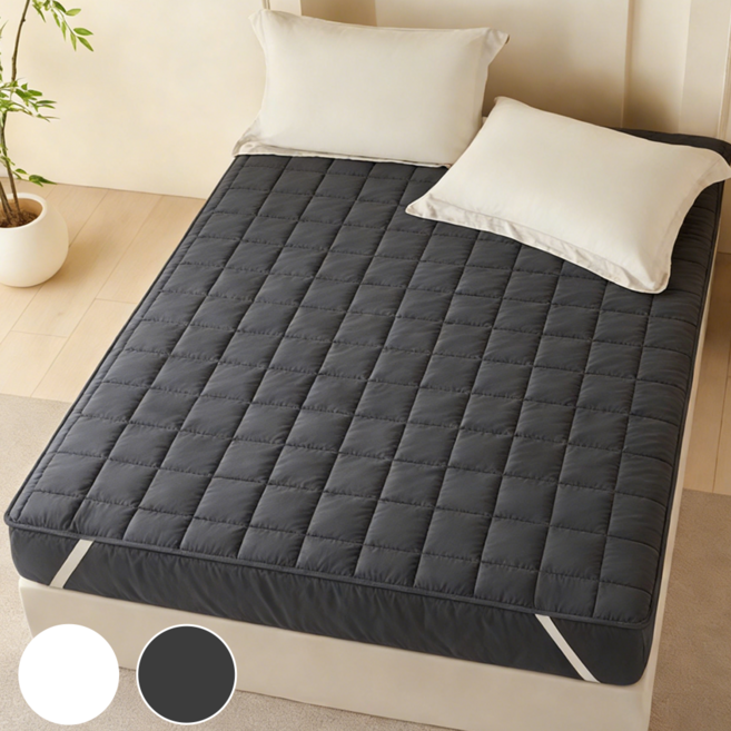 마이라이크 알러지케어 먼지없는 누빔 침대패드 워싱 고정밴드형, 차콜그레이