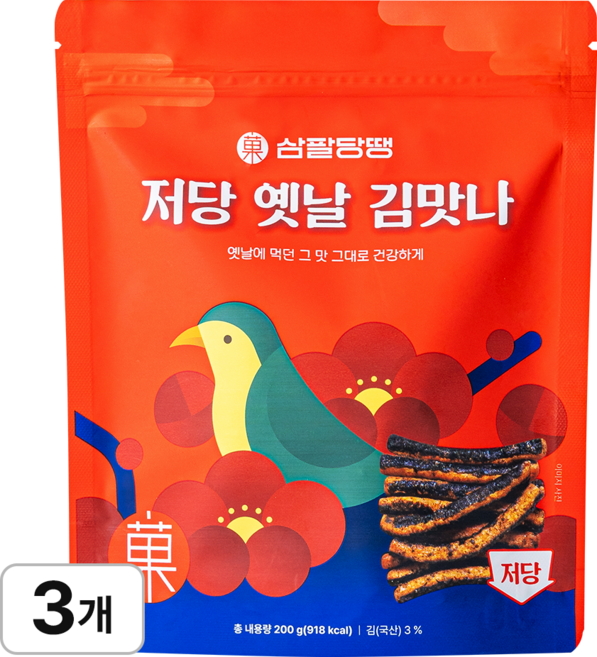 삼팔당땡 저당 옛날 김맛나, 3개, 200g