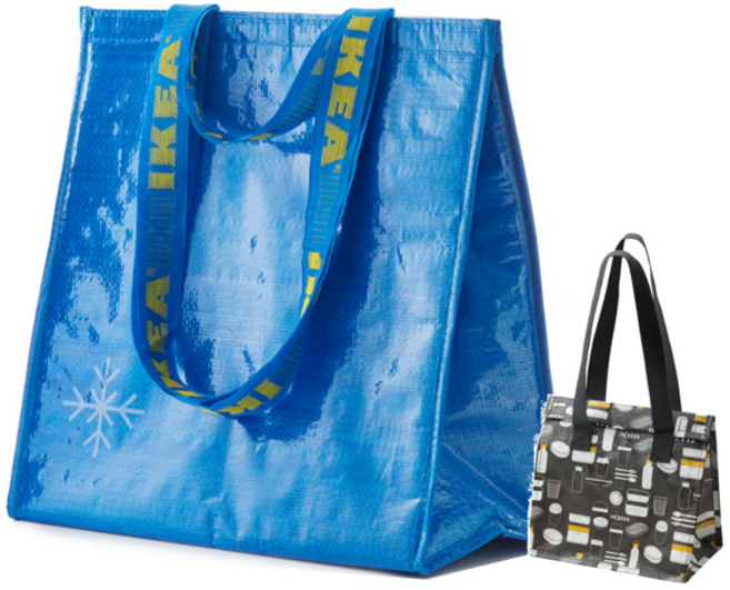 이케아 FRAKTA 보냉가방 플라드리그 도시락가방 아이스박스 보냉백 보냉팩, 보냉백 블루블랙, 1세트