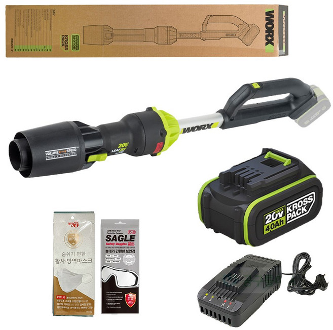웍스 대포 송풍기 WU231 충전식 전동 브로아 20V 4.0Ah 배터리 1개