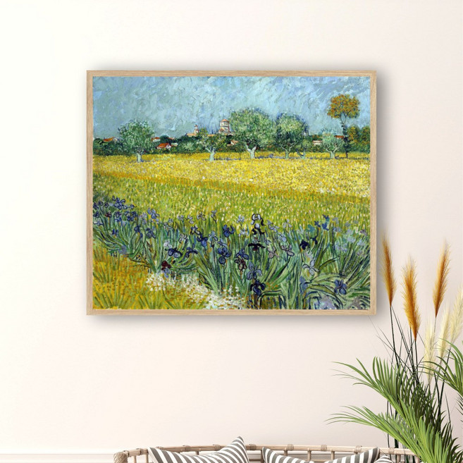 화색갤러리 명화 고흐 해바라기 앙리 금붕어 밀레 만종 액자, 04 붓꽃이 있는 아를의 풍경