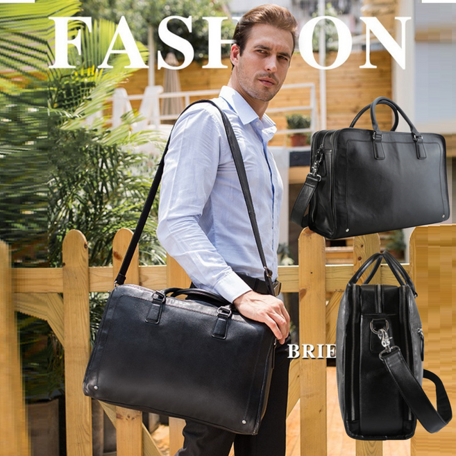 [상상건몰] 남성 천연소가죽 직장인 비지니스 캐주얼 남자 소가죽 가방 일리치 가죽 클리어 서류가방 캐리어 결합가능