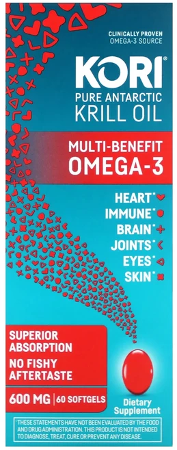 Kori 순수 남극 크릴 오일 다기능 오메가3 소프트젤 60정, Kori순수대서양크릴오일다양한효능의오메가3600mg소프, 1개 - 쿠팡
