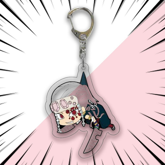 귀멸의 칼날 캐릭터 키링 열쇠고리 키체인 대롱대롱 행잉SDver. 귀칼/귀살대 가방고리&장식, 귀칼키링, G-003718. 우즈이 텐겐