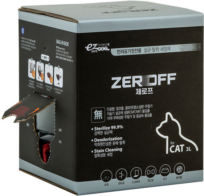 이지세이프펫 제로프 고양이탈취제 고양이 화장실 소독 탈취제 500ml, 3L, 1개