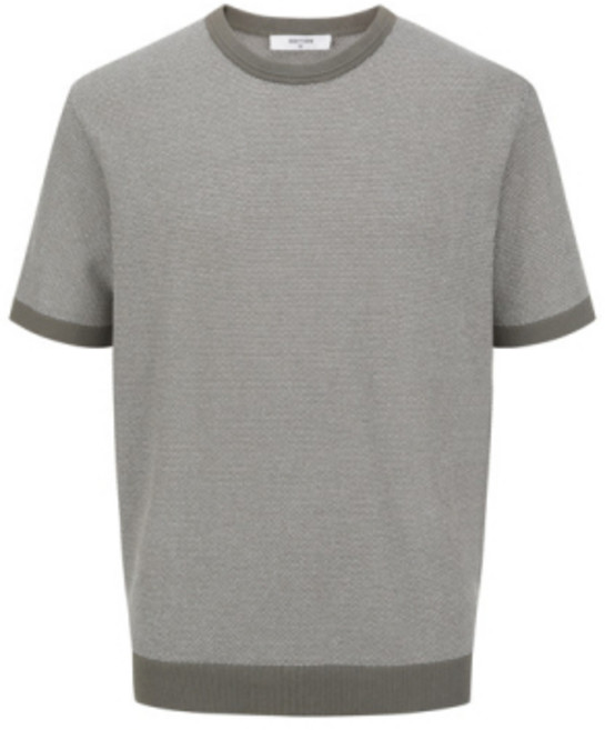 에디션 EDITION 투톤 배색 라운드 반팔티 카키